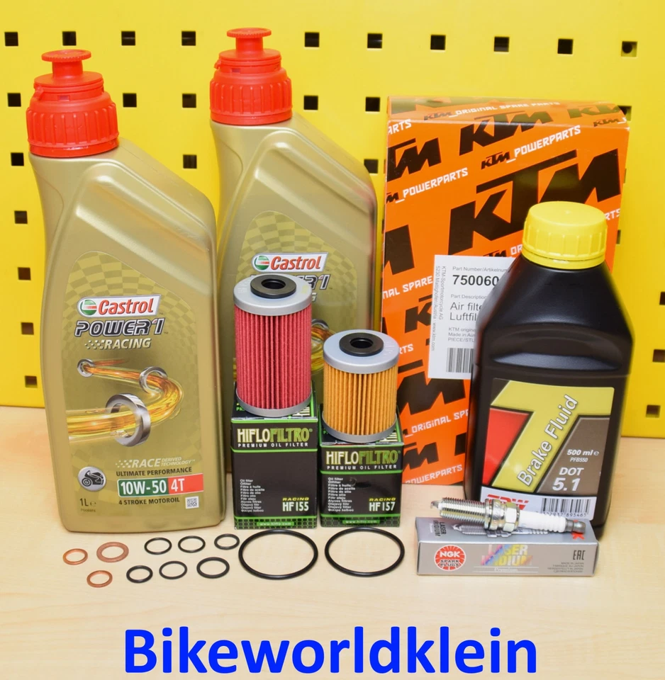 Set Originale Filtro Aria Candela Filtro Olio Castrol 10w50 Per : KTM 690 Smc R - Immagine 1 di 1