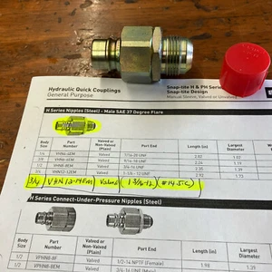 VHN12-14EM Snap-tite Parker Valved Coupler nipple 4730-01-240-1043, FLU419 - Picture 1 of 8