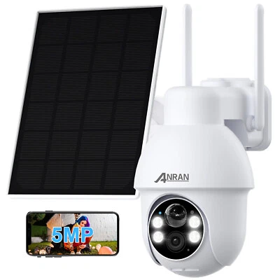 ANRAN Wireless Solar Security Camera System 360° PTZ 5MP WIFI Outdoor Audio Cams