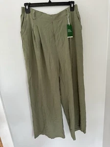 Halara Women's High Waisted Wide Leg Casual Pull-On Pants Green XL NWT - Picture 1 of 10