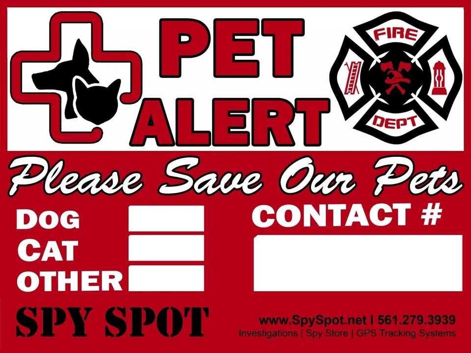 6 Pack Self Adhesive Pet Alert Sticker Weatherproof Vinyl Please Save Our Pets i