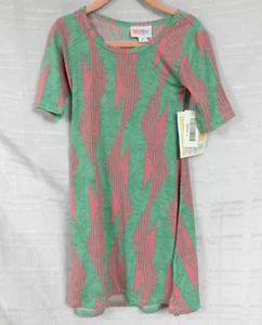 LuLaRoe Adeline Green Pink Girls Kids Dress Size 4 New with Tags - Picture 1 of 4