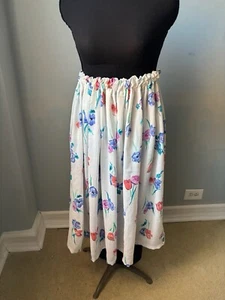 Vintage handmade white roses daisy floral printed a Line Midi skirt XSmall - Picture 1 of 7