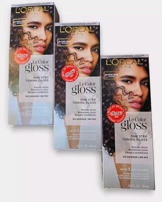 3 x L'Oreal Paris Le Color Brillo Un Paso en Ducha Tonificación Cabello Ciruela Iridiscente Foto 1 de 4