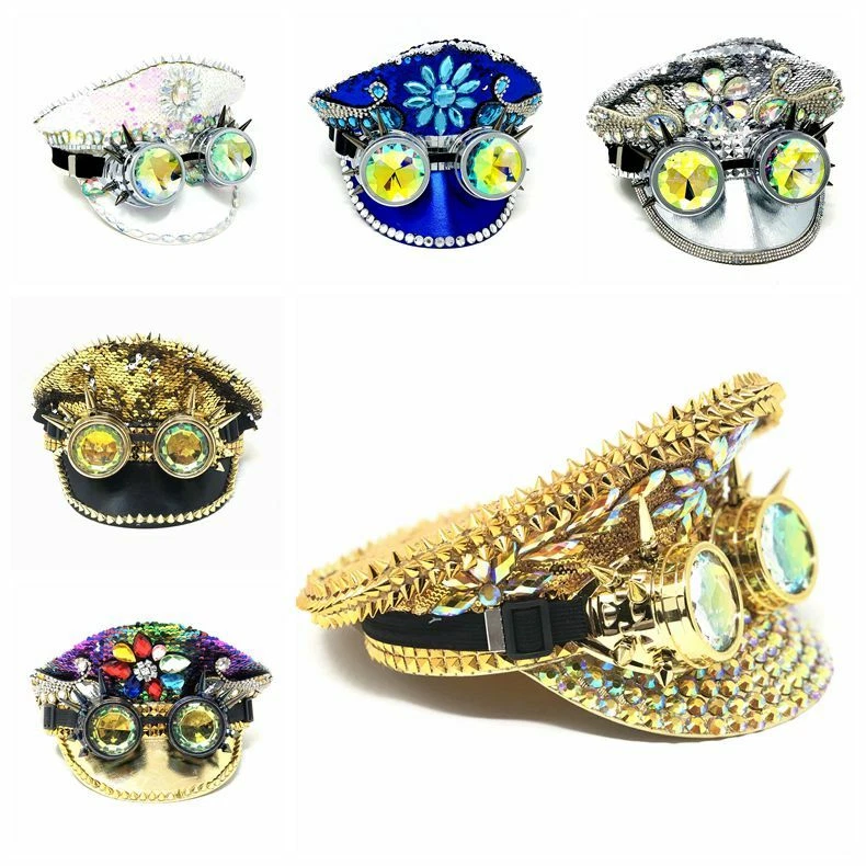 Steampunk Top Hat Rhinestone Women Halloween Costume Cosplay Party With Goggles - Image 1 of 1