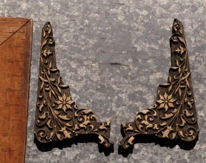 2x Messingornament Ecken Zierornament Messing Prägen Jugendstil floral Blumen. - Bild 1 von 2