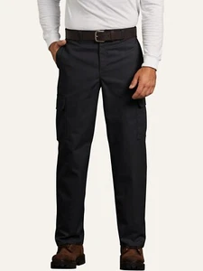 Genuine Dickies Men Flex Cargo Pocket Pants Relaxed Fit Straight Leg 44X30 Black - Imagen 1 de 15