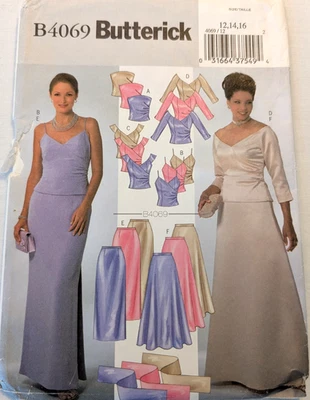 Butterick Sewing Pattern Women's DRESS TOP SKIRT & STOLE B4069 12-14-16 UNCUT - Image 1 of 4