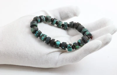 Pulsera Turquesa Tibetana Antigua 24g Pátina Antigua, Amuleto Protector Color Profundo Foto 1 de 4