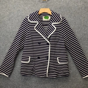 ANTHROPOLOGIE Peacoat Blazer Women S Navy Stripe Nautical Double Breasted Jacket - Foto 1 di 16