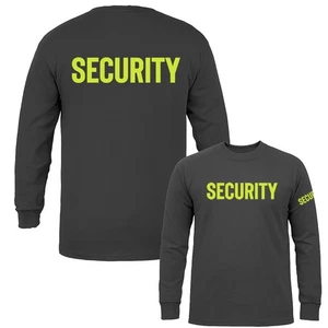 "Security" Size S-3XL Front/Back Event Staff Uniform Long Sleeve T-Shirt - Picture 1 of 10