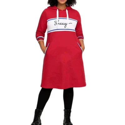 Sheego Kleid Sweatkleid Jerseykleid rot Kapuze (7 896) Übergröße NEU - Bild 1 von 4