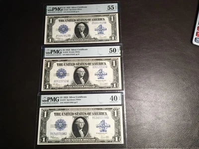 Set Of 3 1923 Silver Cert. PMG 40-50-55 All EPQ! Fr.237-238 High Grade  - Image 1 of 4