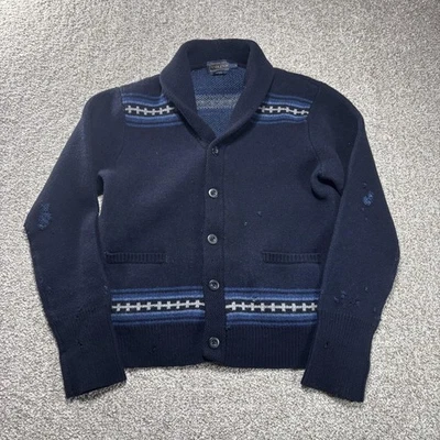 Pendleton Sweater Mens Medium Navy Shawl Collar Cardigan Aztec Wool Knit - Image 1 of 4