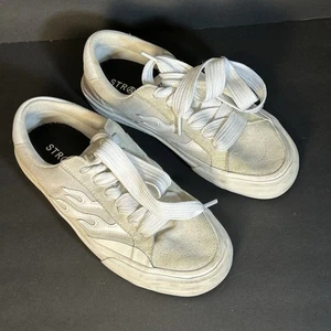 Straye Logan Puff Creme Turnschuhe Herren Größe 9,5 Flammendetail Skater Leder Wildleder - Bild 1 von 16