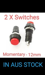 2PCS PBS-11B 12mm Red Momentary Push Button Switch (ON)-OFF 2 Pin 3A 250V - Picture 1 of 8