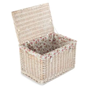 61cm White Wash Chest Picnic Wicker Basket - Picture 1 of 36