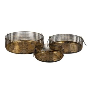 Clayre&Eef Aufbewahrungskorb (3teilig) Metall Kupferfarbig rund Deko - Bild 1 von 3