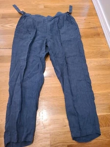 Poetry Linen Pants Size 8 Boho Blue Casual Knit Slim Fit 28x23" Rise 10" - Photo 1/6