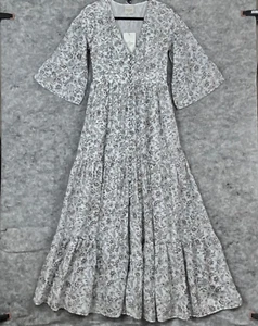 Sezane Womens Robe Bonnie Dress FR 34 / US 2 Botanical Garden Long Floral Tiered - Picture 1 of 8