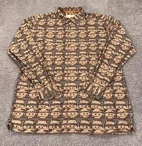 Territory Ahead Shirt Mens Large Brown Woven Geometric Western Cowboy Aztec - Picture 1 of 11