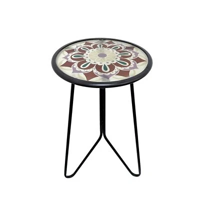 Mesa auxiliar exterior 12" pequeña mesa auxiliar exterior con tapa de cristal resistente a la intemperie... Foto 1 de 4