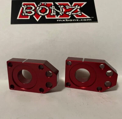 KAWASAKI KX85 KX112 REAR WHEEL AXLE BLOCKS 2000-2025 KX80 KX100 CHAIN ADJUSTERS - Image 1 of 3