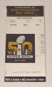 2/7/16 Super Bowl 50 San Francisco Bay Area NFL Logos Ticket Stub Seat Locator