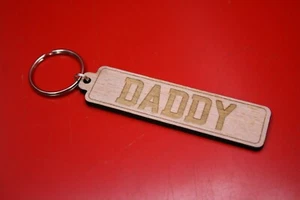 Laser Engraved Plywood Keyring UK REG License Plate DADDY Design - Picture 1 of 3