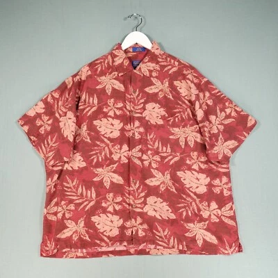 Pendleton Hawaiian Shirt Mens Extra Large Red Beige Silk Floral Short Sleeve Top - Image 1 of 4