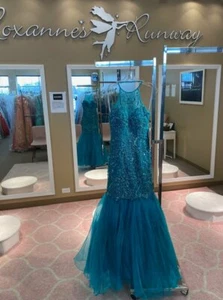 Sherri Hill 51215 türkis atemberaubendes Meerjungfrau Kleid Dress Neu mit Etikett Gr. 4 - Bild 1 von 6