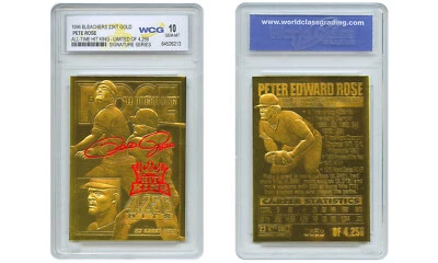 1996 PETE ROSE Bleachers 23KT Gold Card Signature Series LTD 4256 - GEM MINT 10 - Image 1 of 3