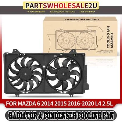 Conjunto de ventilador de refrigeración de doble radiador y condensador para Mazda 6 2014 2015-2020 L4 2,5 L Foto 1 de 4