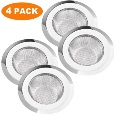 4PCS Kitchen Sink Strainer Large Wide Rim 4.5" Stainless Steel Mesh Drain Filter - Image 1 of 4