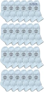 24 PK of Kids Cotton Quarter Ankle Socks In White Size 4-6 - Boys Ankle Sock - Picture 1 of 5