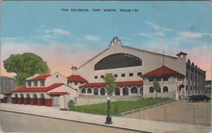 c1940s Coliseum building Fort Worth Texas exterior linen D771 - Picture 1 of 2