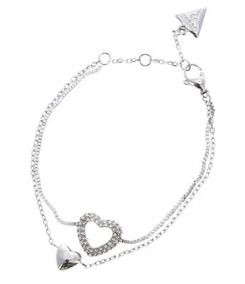 GUESS braccialetto Beloved Two Hearts Double Bracelet S Rhodium - Immagine 1 di 2