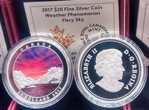 2017 Fiery Sky Weather Phenomenon $20 1OZ Pure Silver Proof Canada Coin - Imagen 1 de 1