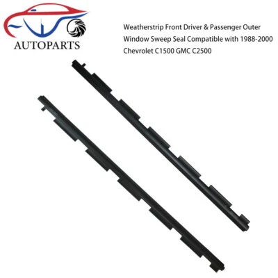 Fit For 1988-2000 Chevy GMC Front Outer Window Sweep Weather strip Seal Pair Set - Image 1 of 4