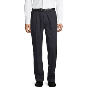 NWT! CROFT&BARROW EASY CARE PLEAT FRONT CLASSIC FIT KHAKI PANTS NAVY 34X34 - Picture 1 of 1