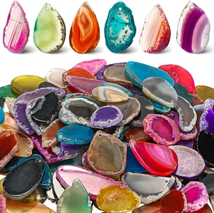 100 Stück Geode Achatscheibe Kristalle Bulk polierte Geoden Steine Achat Licht Ta - Bild 1 von 8