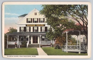 Pilgerhaus Provincetown Cape Cod Massenansicht von der Straße 1920er Postkarte - Bild 1 von 2