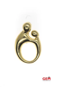 14 KT Yellow Gold Parent and Child Circle Art Design Charm Pendant - Picture 1 of 3