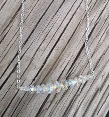 Kirks Folly 项链水晶透明银色 18 英寸链 — 第 1/3 张图片