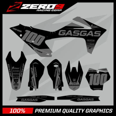 CUSTOM MX GRAPHICS KIT: GASGAS MOTOCROSS MC EC 2021 - 2022 BLOCK BLK / GRY - Image 1 of 4