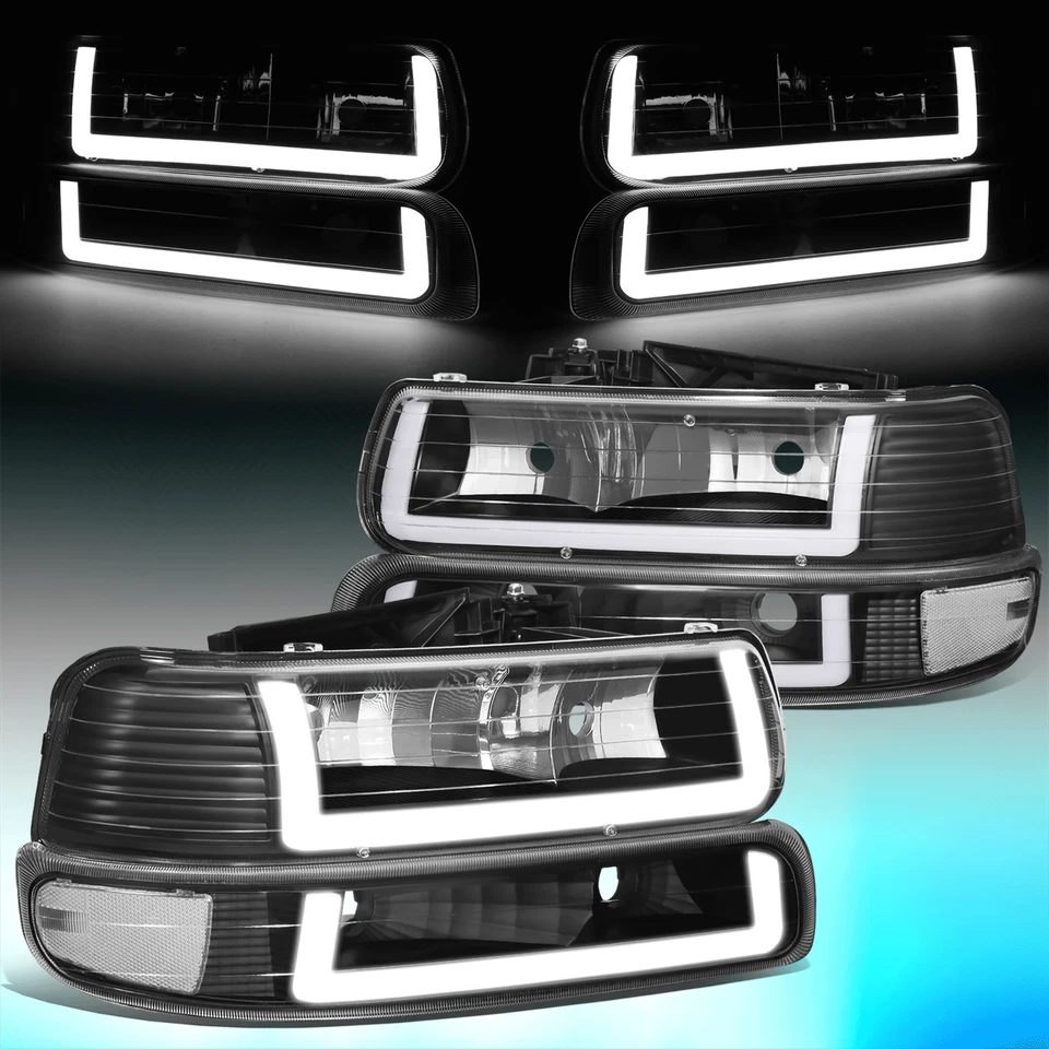 Para Silverado Suburban Tahoe 1999-2006 LED DRL Faro Parachoques Lámpara Negro/Claro Foto 1 de 4