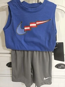 Boys Kids Youth Nike shorts Tank Top Shirt Set NEW Size 4 Smoke Gray - Picture 1 of 1