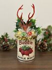 Vintage Kitsch Tin Christmas Holiday Decor- Buddie Brand- Reindeer