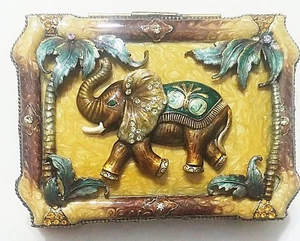 Elefantenbox Metall & Emaille mit verstreuten Schmuckstücken Ciel Sammlerstücke - Bild 1 von 6