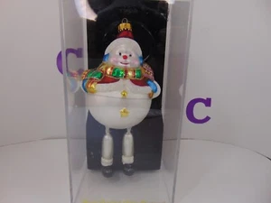 Mundgeblasene Glas ZIELSCHEIBE bemalt Weihnachten Schneemann Ornamente baumelnde Beine 2004 - Bild 1 von 9